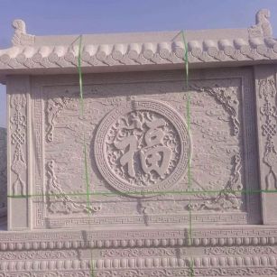 曲靖 芝麻白花岗岩屏风，照壁，影壁